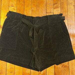 Women's Olive Green Tie-Waist Shorts